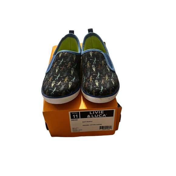 Livie & Luca Kids Slip-On Shoes Navy People Print Navy Size 11 NIB - Picture 6 of 6